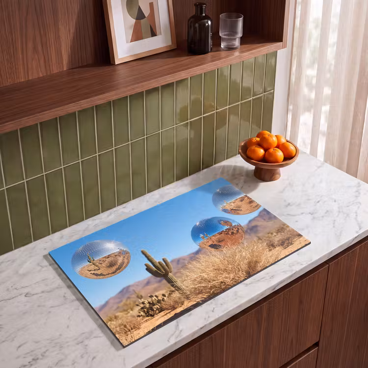 Induction Hob Cover - Desert - Mirror Ball - Art - Woestijn - Spiegelbal - Kunst Inductie beschermer vinyl 3mm klein