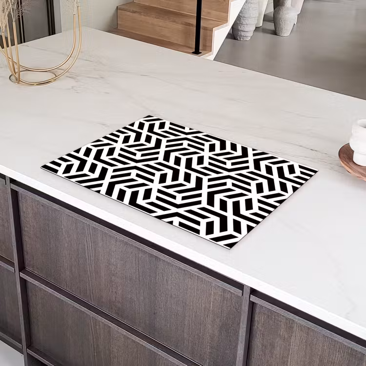 Design - Geometrie - Patroon - Zwart - Wit Inductie beschermer vinyl 3mm klein 276 -sfeer8