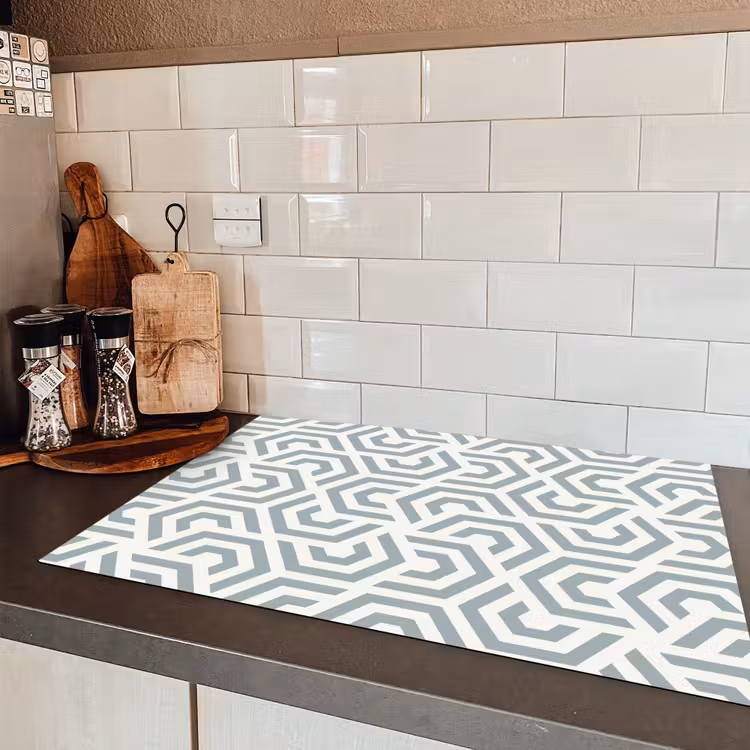 Design - Lijn - Patroon - Groen Inductie beschermer vinyl 3mm klein 276 -sfeer3