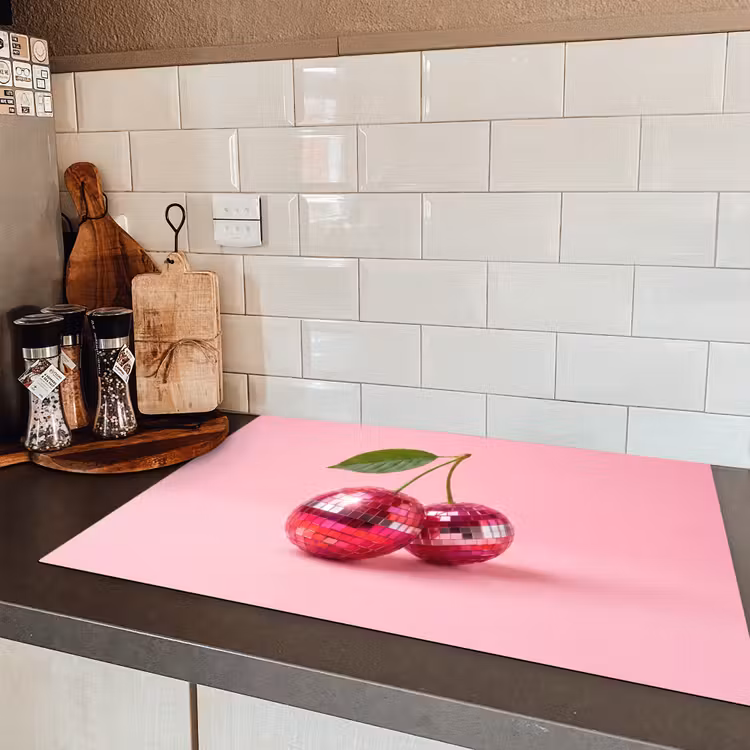 Disco - Kersen - Roze Inductie beschermer vinyl 3mm klein -sfeer3