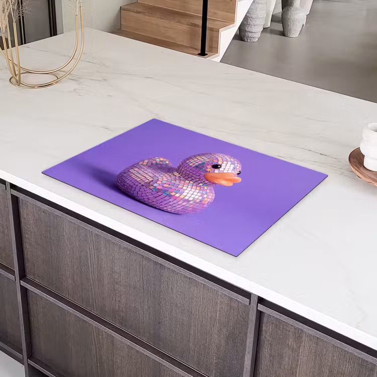 Disco - Eend - Paars Inductie beschermer vinyl 3mm klein -sfeer8