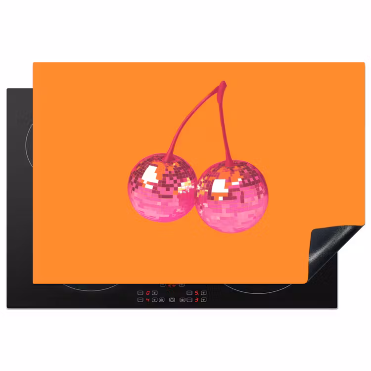 Discoballen - Kers - Spiegels - Roze Inductie beschermer vinyl 3mm klein -3d
