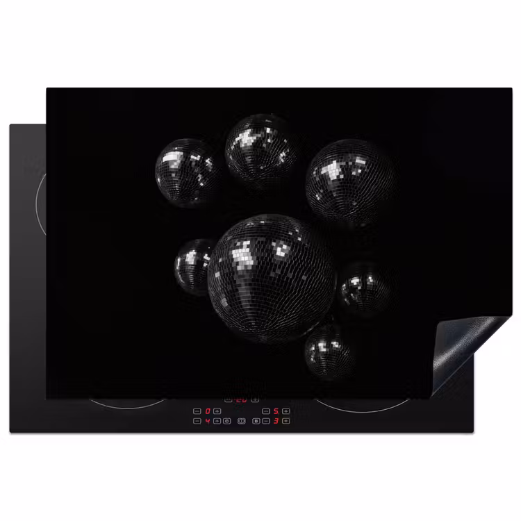 Discoballen - Minimalistisch - Zwart Inductie beschermer vinyl 3mm klein -3d