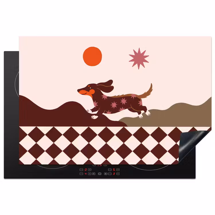 Hond - Abstract - Dieren - Modern - Bruin Inductie beschermer vinyl 3mm klein -3d