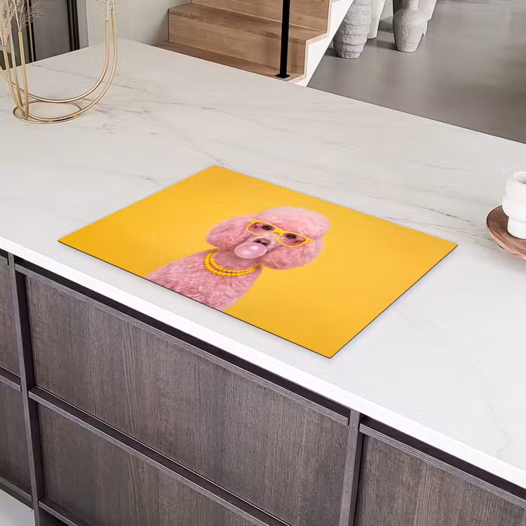 Hond - Kauwgum - Dieren - Modern - Roze Inductie beschermer vinyl 3mm klein -sfeer8