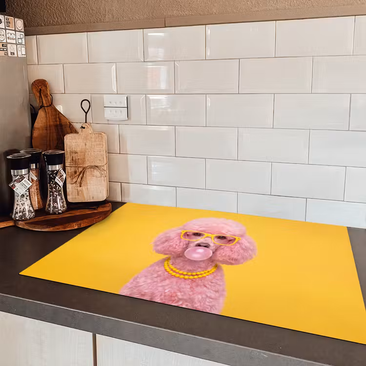 Hond - Kauwgum - Dieren - Modern - Roze Inductie beschermer vinyl 3mm klein -sfeer3