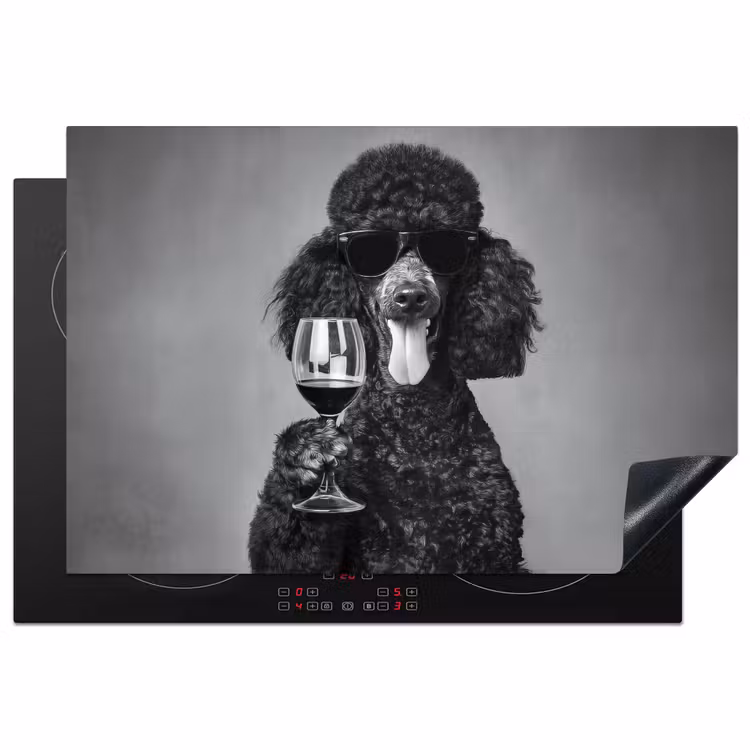 Hond - Krullen - Zonnebril - Wijn Inductie beschermer vinyl 3mm klein -3d
