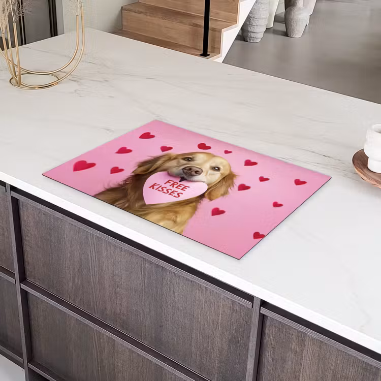 Hond - Kiss- Valentijn - Hartjes Inductie beschermer vinyl 3mm klein -sfeer8