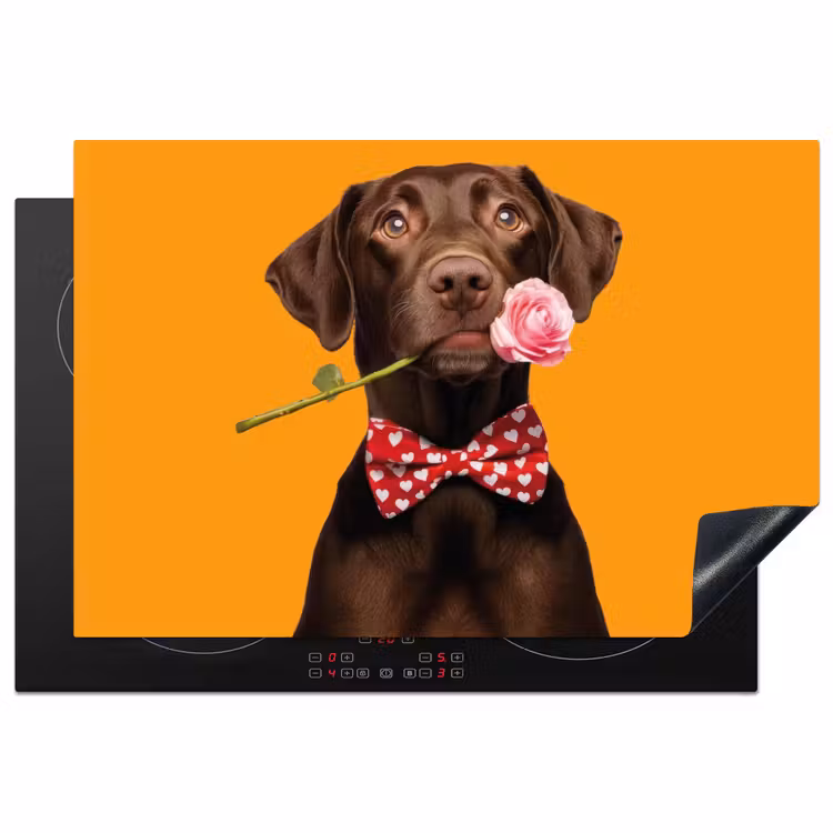 Hond - Oranje - Roos - Valentijn Inductie beschermer vinyl 3mm klein -3d