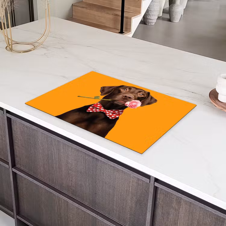Hond - Oranje - Roos - Valentijn Inductie beschermer vinyl 3mm klein -sfeer8