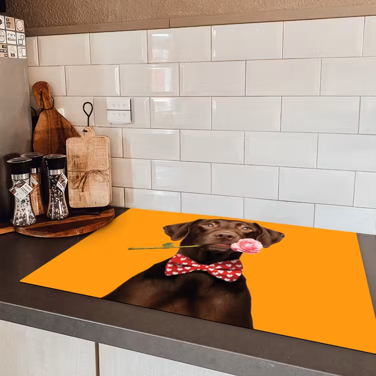 Hond - Oranje - Roos - Valentijn Inductie beschermer vinyl 3mm klein -sfeer3