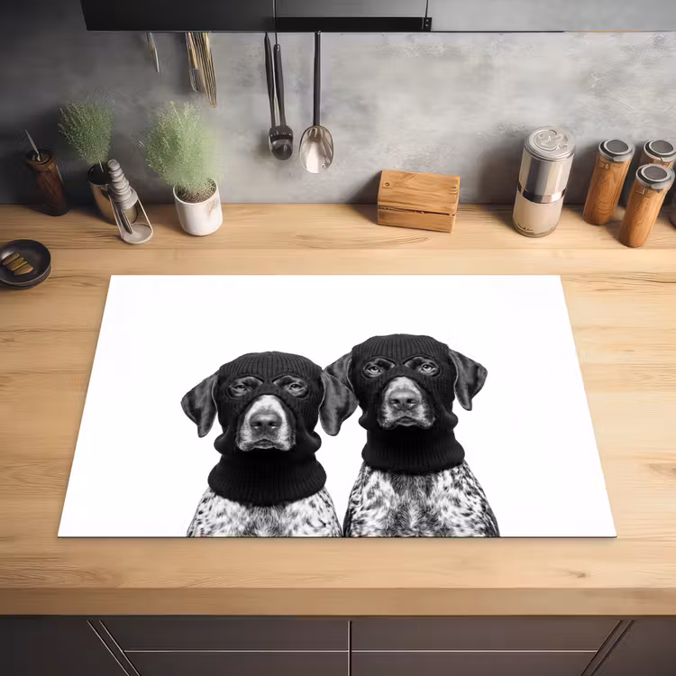 Honden - Bivakmuts - Zwart - wit Inductie beschermer vinyl 3mm klein -sfeer5