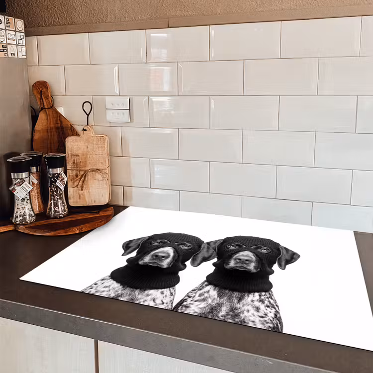 Honden - Bivakmuts - Zwart - wit Inductie beschermer vinyl 3mm klein -sfeer3