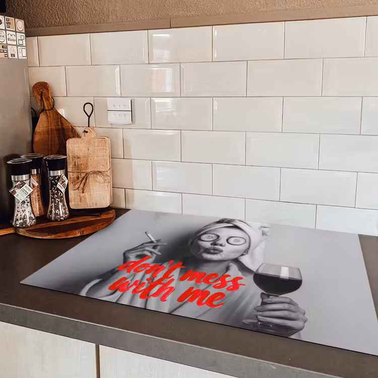 Don't mess with me - Wijn - Vrouw - Sigaret Inductie beschermer vinyl 3mm klein -sfeer3