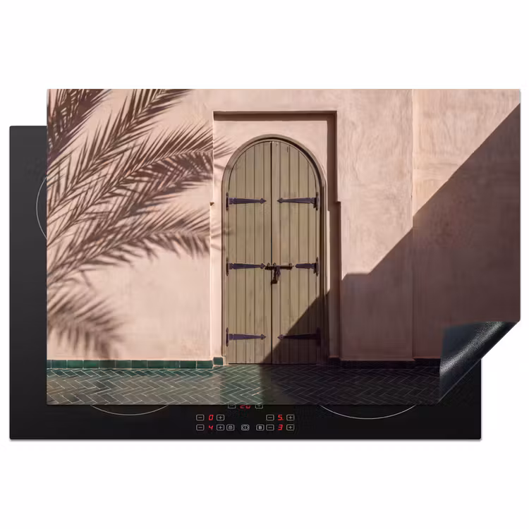 Deur - Hout - Architectuur - Groen - Rustiek Inductie beschermer vinyl 3mm klein -3d