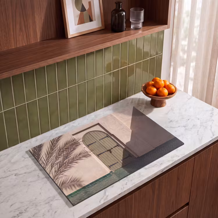 Deur - Hout - Architectuur - Groen - Rustiek Inductie beschermer vinyl 3mm klein -sfeer8