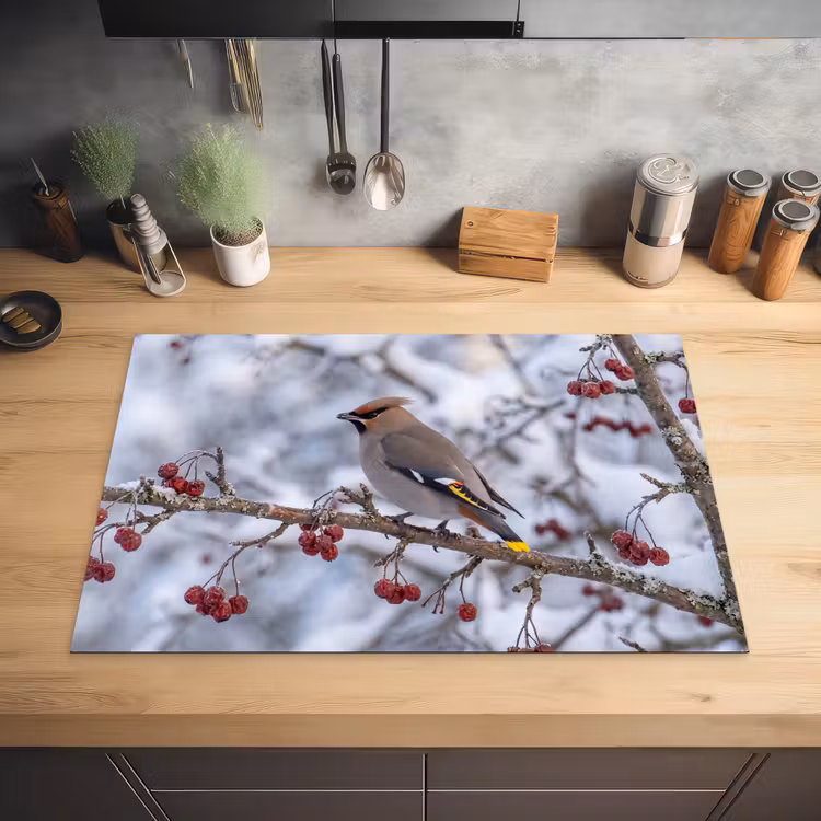 Pestvogel - Bessen - Winter - Natuur Inductie beschermer vinyl 3mm klein -sfeer5