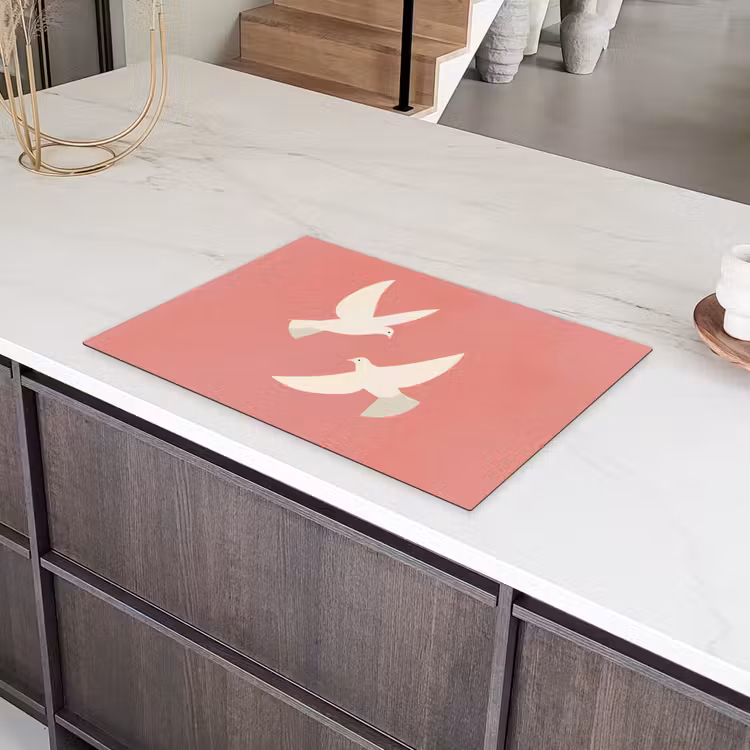 Duiven - Wit - Sierlijk Inductie beschermer vinyl 3mm klein -sfeer8