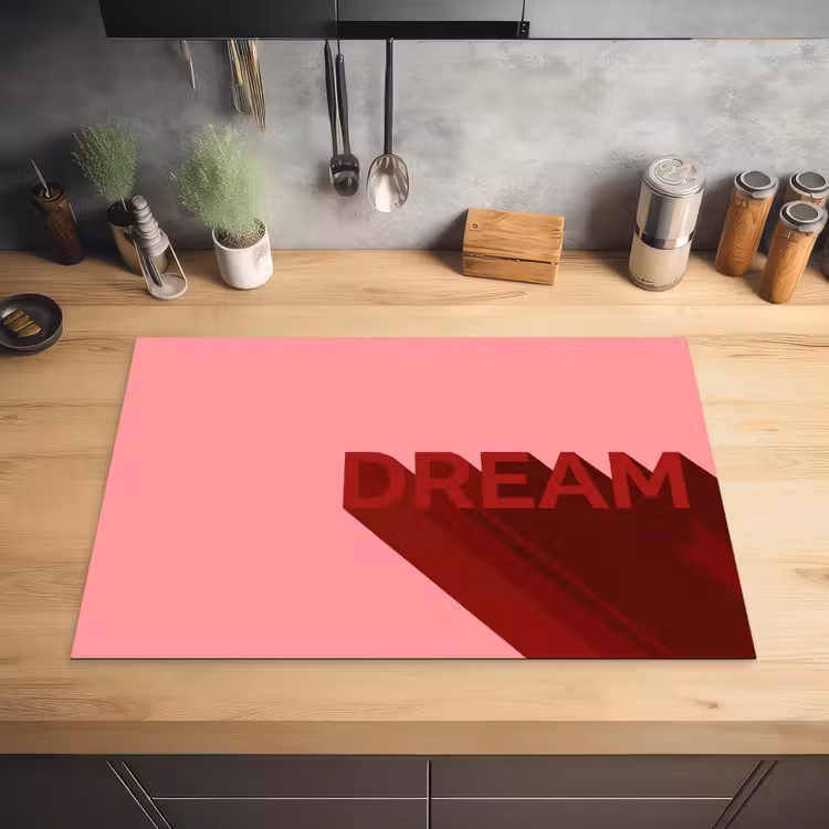 Dream - 3D - Rood - Roze Inductie beschermer vinyl 3mm klein -sfeer5