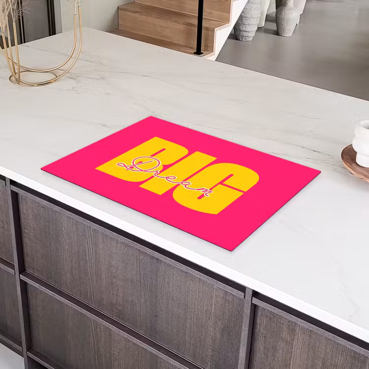 Dream big - Roze - Geel - Minimalistisch Inductie beschermer vinyl 3mm klein -sfeer8