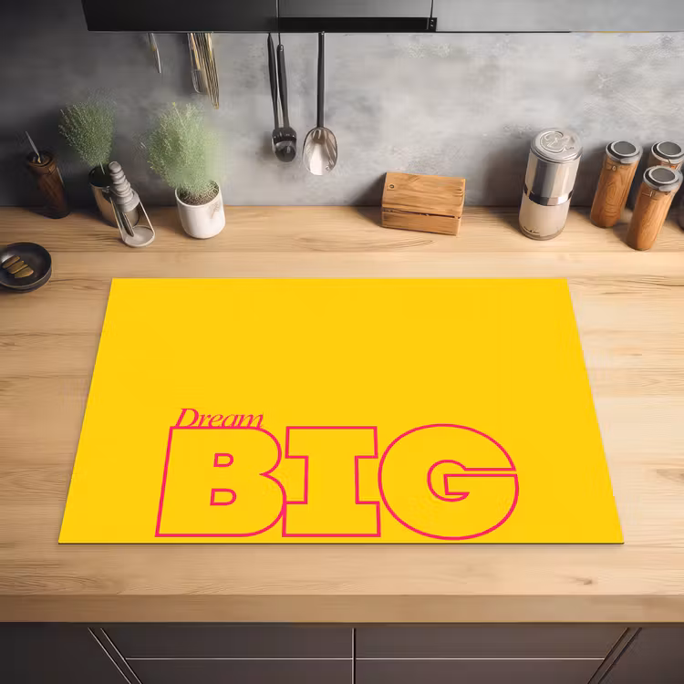 Dream big - Geel - Grafisch Inductie beschermer vinyl 3mm klein -sfeer5