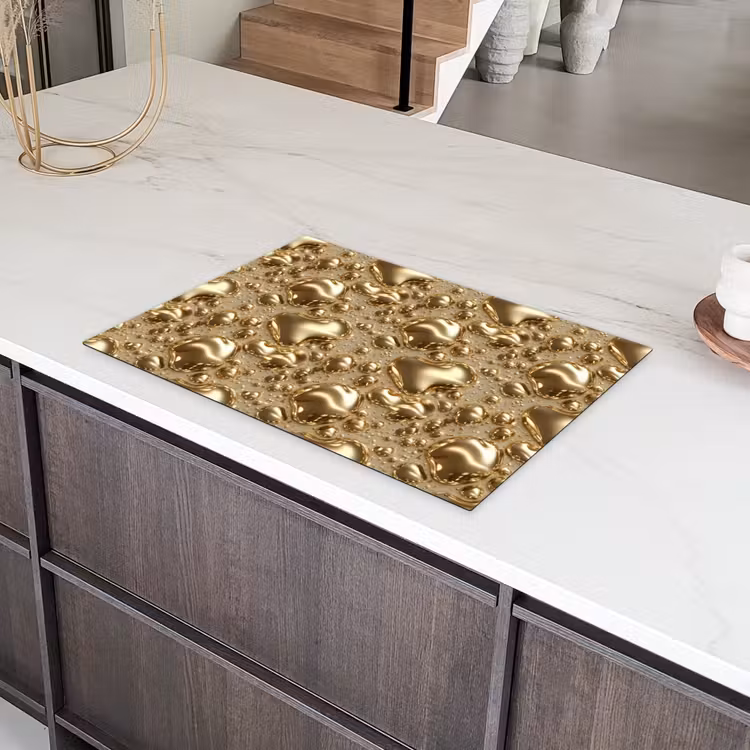 Druppels - Organisch - Goud Inductie beschermer vinyl 3mm klein 276 -sfeer8