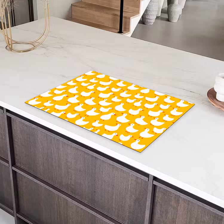 Eendjes - Patroon - Geel Inductie beschermer vinyl 3mm klein 276 -sfeer8