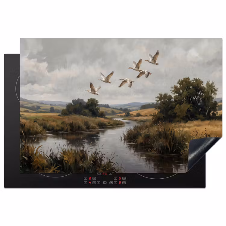 Eenden - Rivier - Landschap - Vlucht - Nostalgisch Inductie beschermer vinyl 3mm klein -3d
