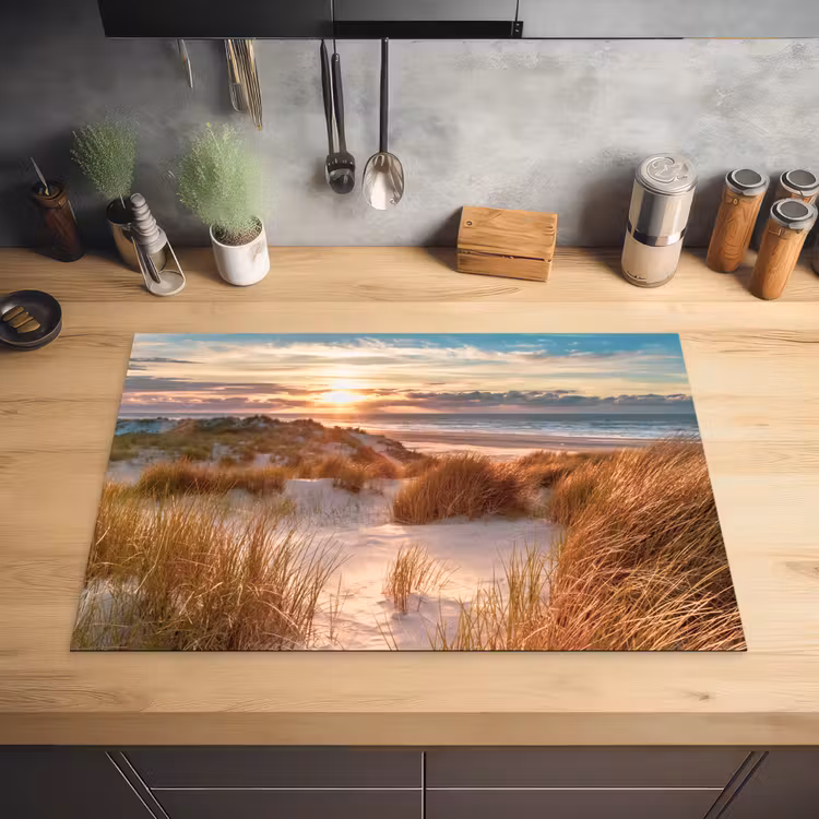 Duin - Planten - Zonsondergang - Strand - Zee Inductie beschermer vinyl 3mm klein -sfeer5