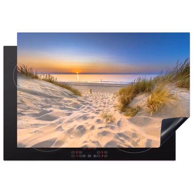 Duin - Zonsondergang - Horizon - Strand - Gras Inductie beschermer vinyl 3mm klein -3d