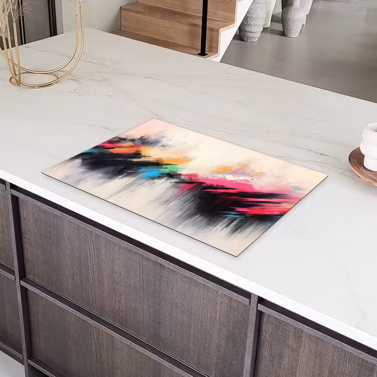 Dynamisch - Abstract - Kleurrijk - Zwart Inductie beschermer vinyl 3mm klein -sfeer8