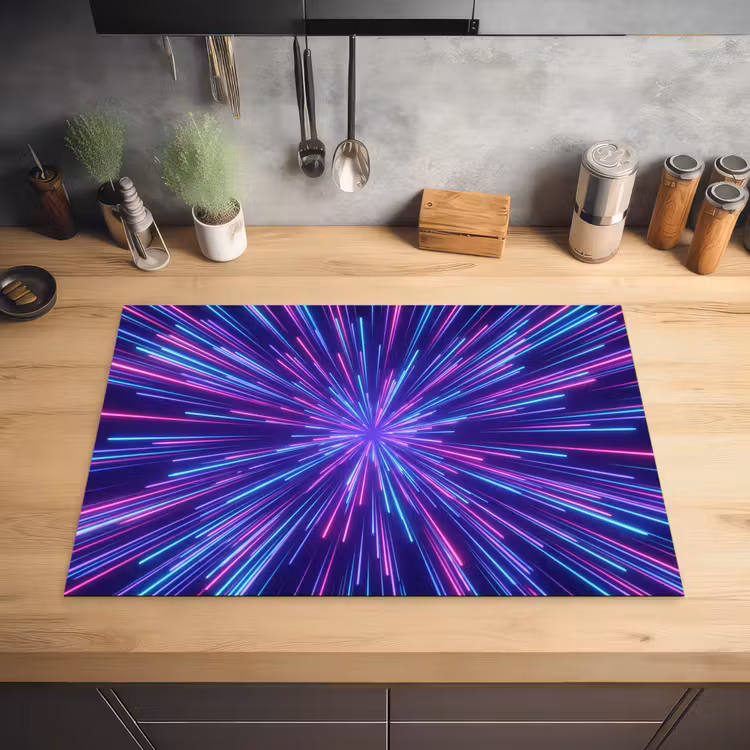 Dynamisch - Ruimte - Kleurrijk Inductie beschermer vinyl 3mm klein -sfeer5