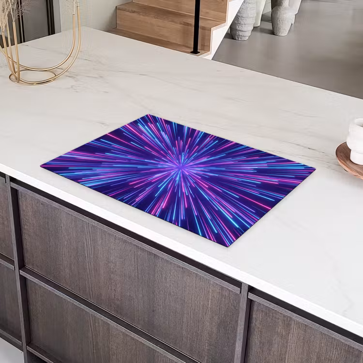 Dynamisch - Ruimte - Kleurrijk Inductie beschermer vinyl 3mm klein -sfeer8