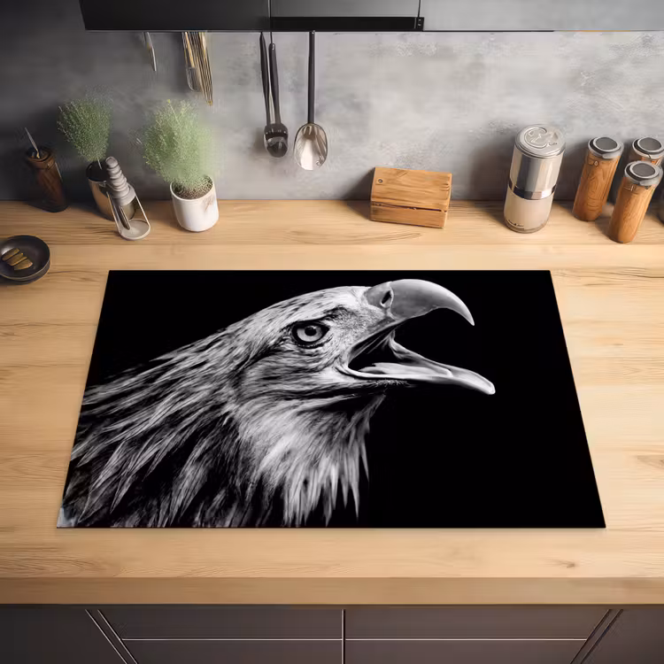 Adelaar - Portret - Roofvogels - Zwart - Wit - Vogel Inductie beschermer vinyl 3mm klein -sfeer5