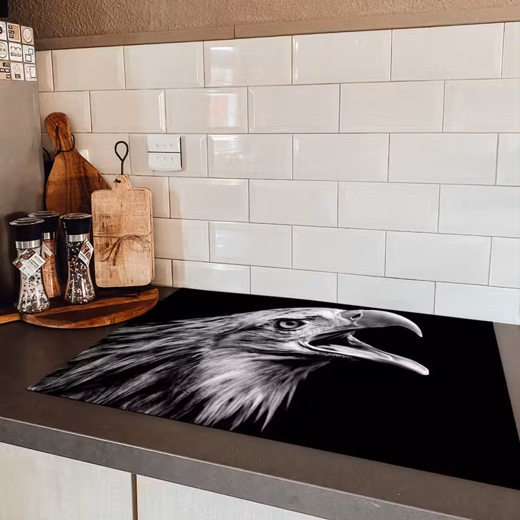 Adelaar - Portret - Roofvogels - Zwart - Wit - Vogel Inductie beschermer vinyl 3mm klein -sfeer3