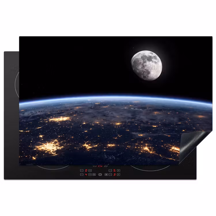 Induction Hob Cover - Earth - Night - Space - Aarde - Nacht - Ruimte Inductie beschermer vinyl 3mm klein