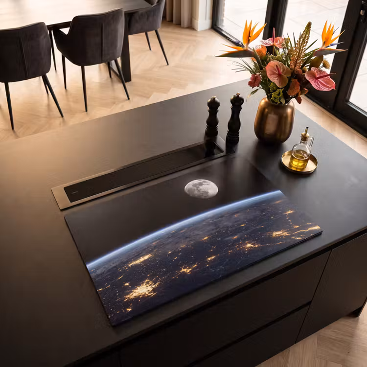 Induction Hob Cover - Earth - Night - Space - Aarde - Nacht - Ruimte Inductie beschermer vinyl 3mm klein