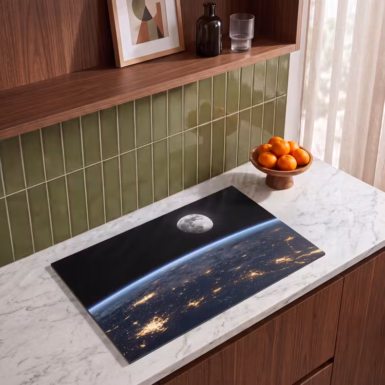 Induction Hob Cover - Earth - Night - Space - Aarde - Nacht - Ruimte Inductie beschermer vinyl 3mm klein