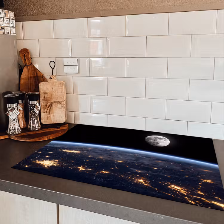 Induction Hob Cover - Earth - Night - Space - Aarde - Nacht - Ruimte Inductie beschermer vinyl 3mm klein