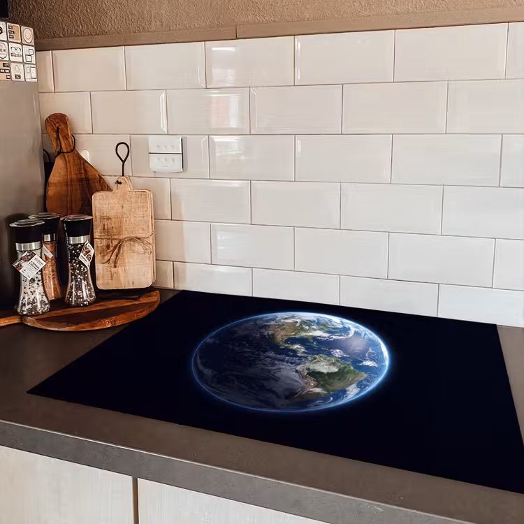 Induction Hob Cover - Earth - Space - Cosmos - Aarde - Ruimte - Kosmos Inductie beschermer vinyl 3mm klein