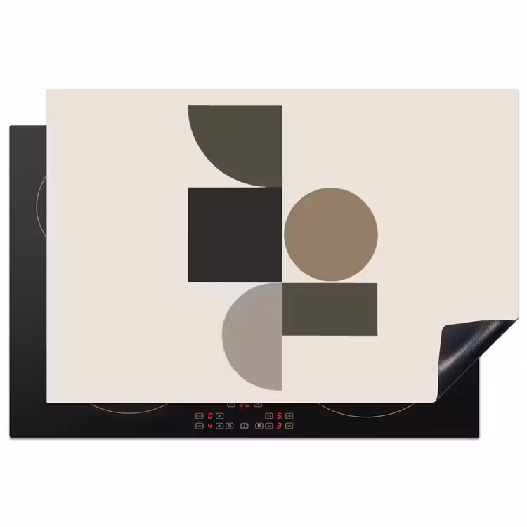 Aardetinten - Abstracte compositie - Eenvoudige vormen Inductie beschermer vinyl 3mm klein -3d