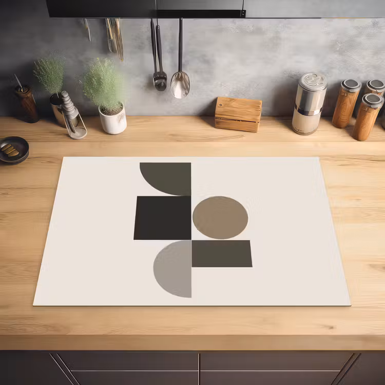 Aardetinten - Abstracte compositie - Eenvoudige vormen Inductie beschermer vinyl 3mm klein -sfeer5