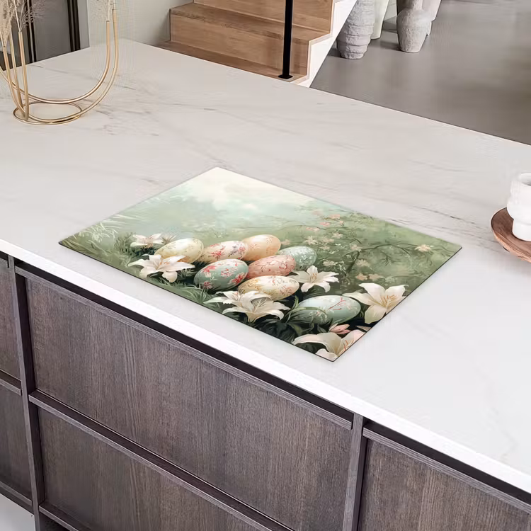 Paaseieren - Pasteltinten - Bloemen Inductie beschermer vinyl 3mm klein -sfeer8