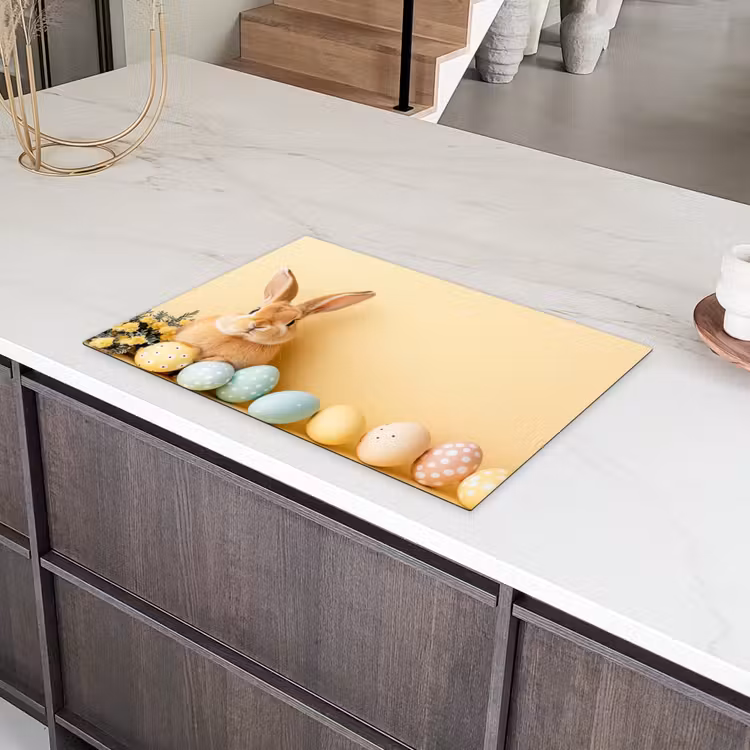 Eieren - Konijn - Pasteltinten Inductie beschermer vinyl 3mm klein -sfeer8
