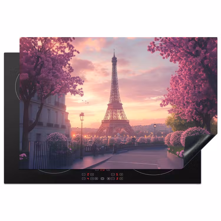 Eiffeltoren - Parijs - Roze Inductie beschermer vinyl 3mm klein -3d