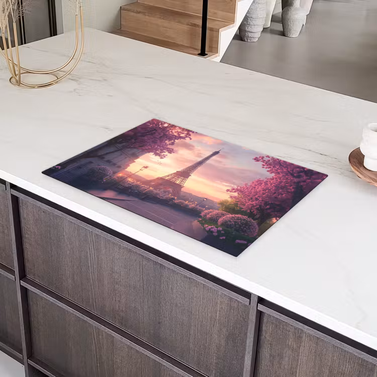Eiffeltoren - Parijs - Roze Inductie beschermer vinyl 3mm klein -sfeer8