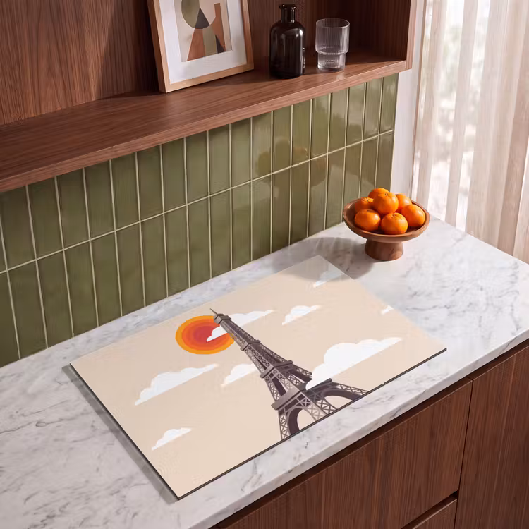 Eiffeltoren - Zon - Architectuur - Abstract - Beige Inductie beschermer vinyl 3mm klein -sfeer8