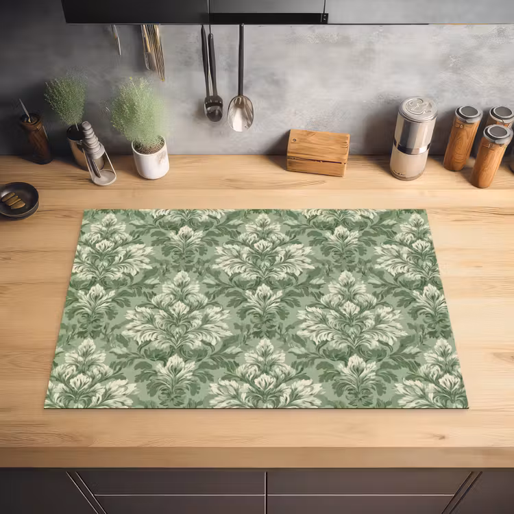Sierlijk - Lichtgroen - Planten - Patroon - Getailleerd Inductie beschermer vinyl 3mm klein 276 -sfeer5