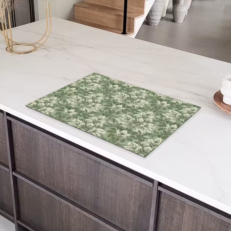 Sierlijk - Lichtgroen - Planten - Patroon - Getailleerd Inductie beschermer vinyl 3mm klein 276 -sfeer8