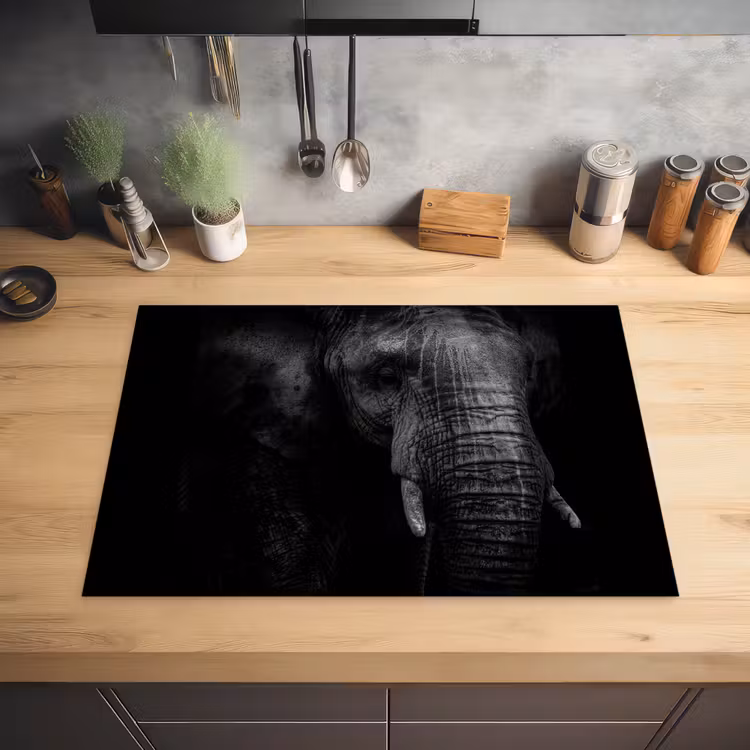Olifant - Dier - Portret Inductie beschermer vinyl 3mm middel -sfeer5